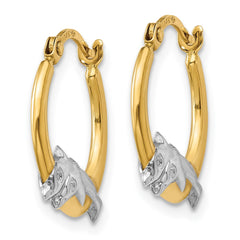 14K Two-Tone Gold Dolphin Hoop Earrings