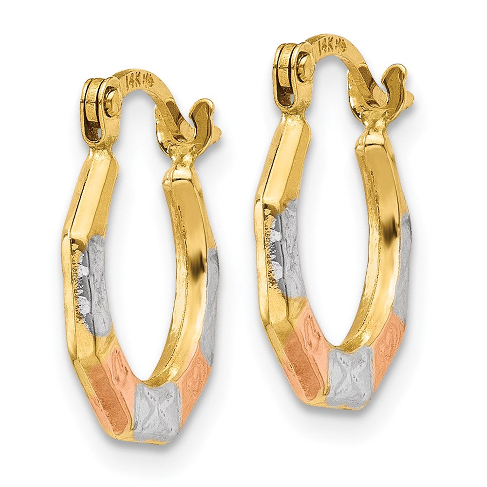 14K Tri-Color Gold Hoop Earrings