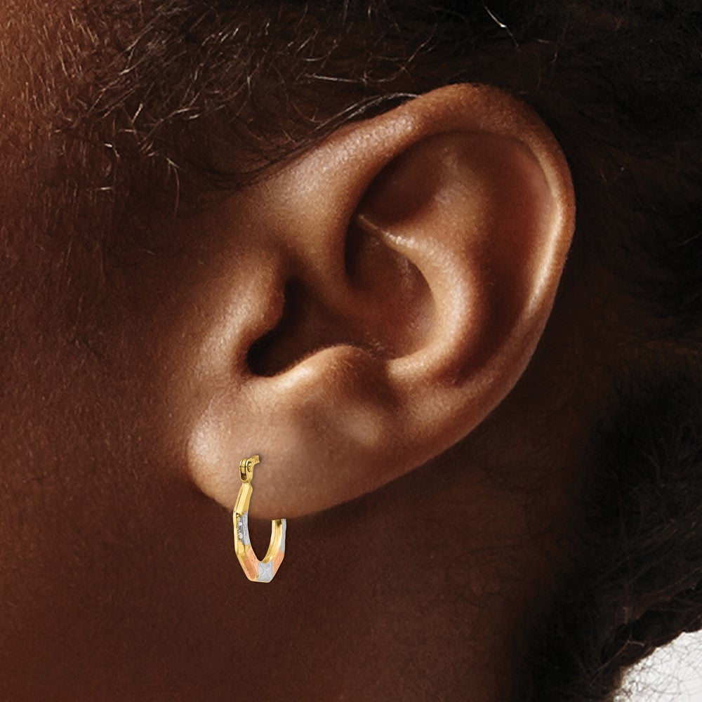 14K Tri-Color Gold Hoop Earrings