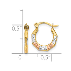 14K Tri-Color Gold Hoop Earrings