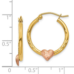 14K Yellow & Rose Gold Heart Hoop Earrings