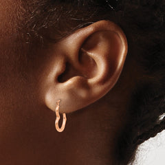 14K Rose Gold Heart Shaped Hollow Hoop Earrings