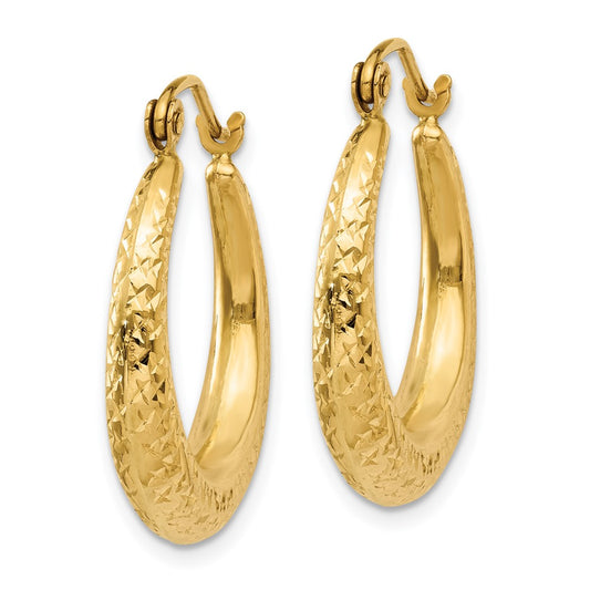 14K Yellow Gold Diamond-cut Hollow Hoop Earrings