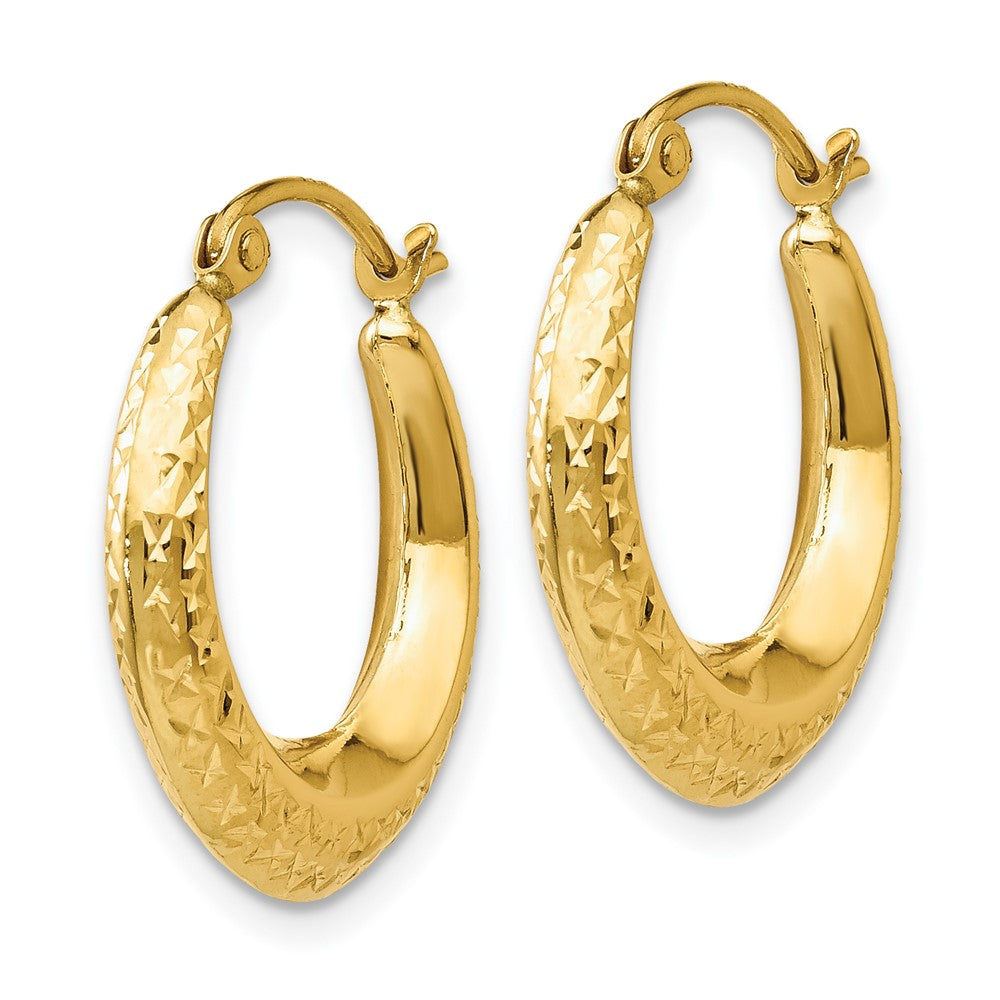 14K Yellow Gold Textured Hollow Hoop Earrings