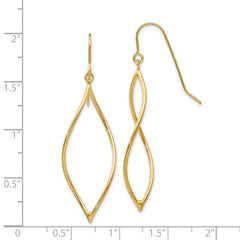 14K Yellow Gold Polished Twisted Oblong Dangle Earrings