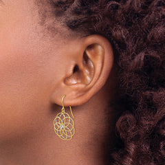 14K Two-Tone Gold Diamond-cut Fancy Shepherd Hook Earrings