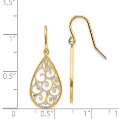 14K Two-Tone Gold Polished Teardrop Earrings