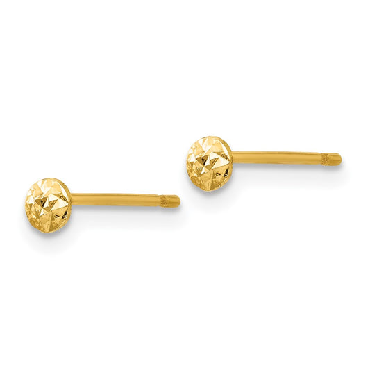 14K Yellow Gold 3mm Puff Circle Post Earrings