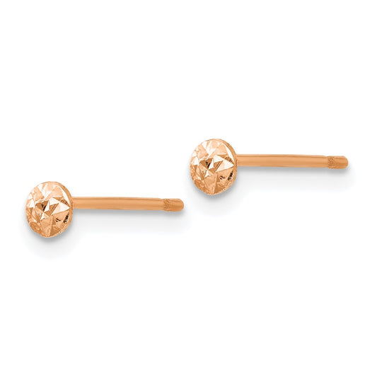 14K Rose Gold 3mm Puff Circle Stud Earrings