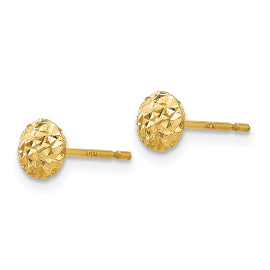 14K Yellow Gold 5mm Circle Puff Post Earrings