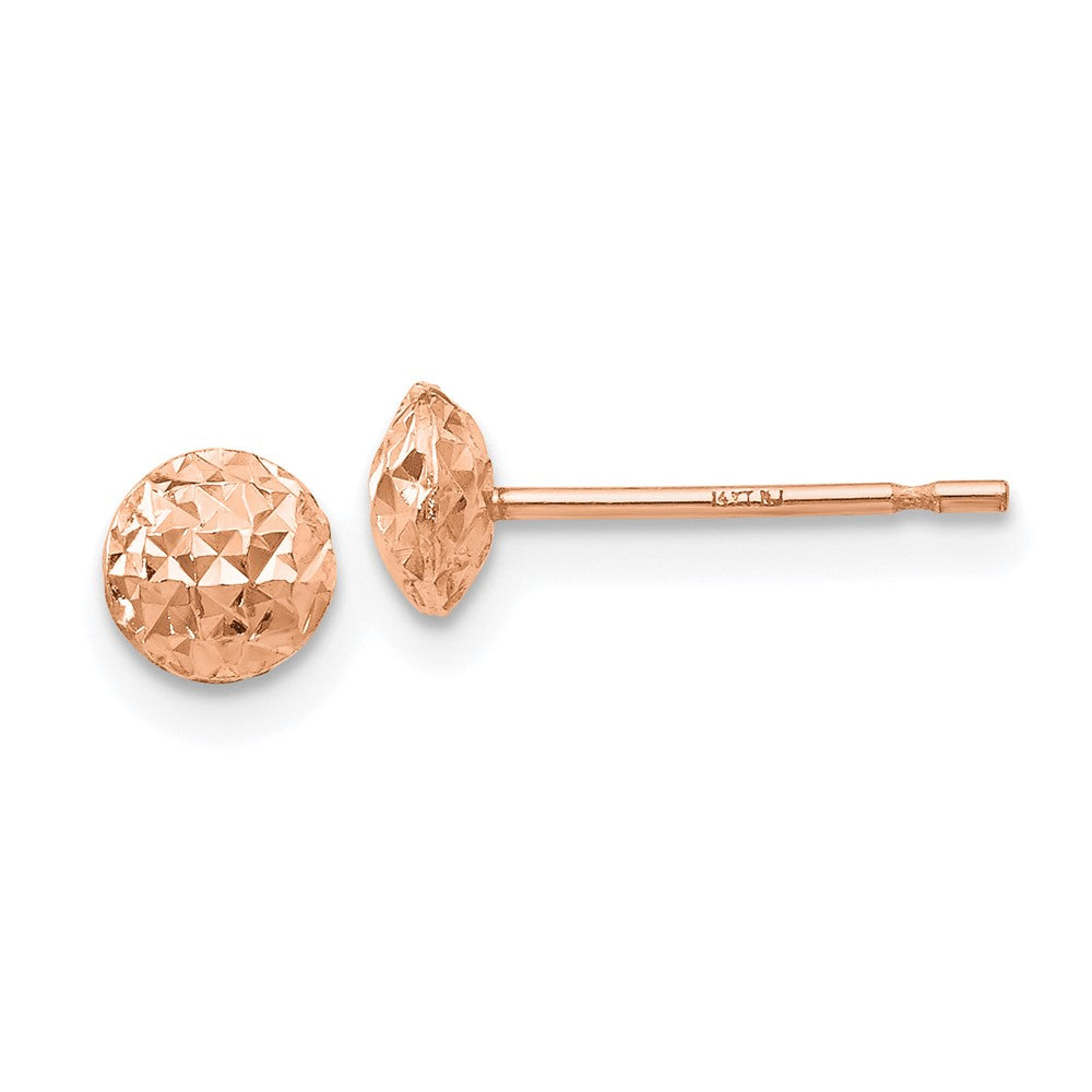 14K Rose Gold 5 mm Puff Circle Stud Earrings