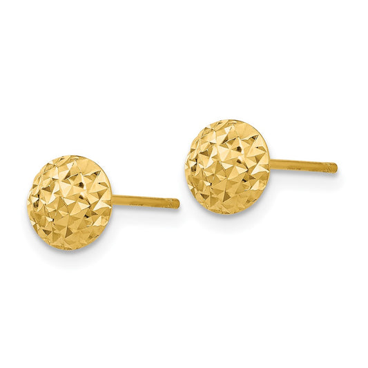 14K Yellow Gold 6mm Puff Circle Post Earrings