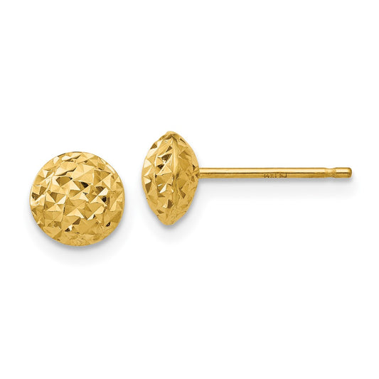 14K Yellow Gold 6mm Puff Circle Post Earrings