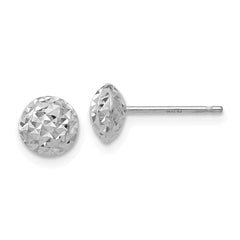 14K White Gold 6mm Circle Puff Post Earrings