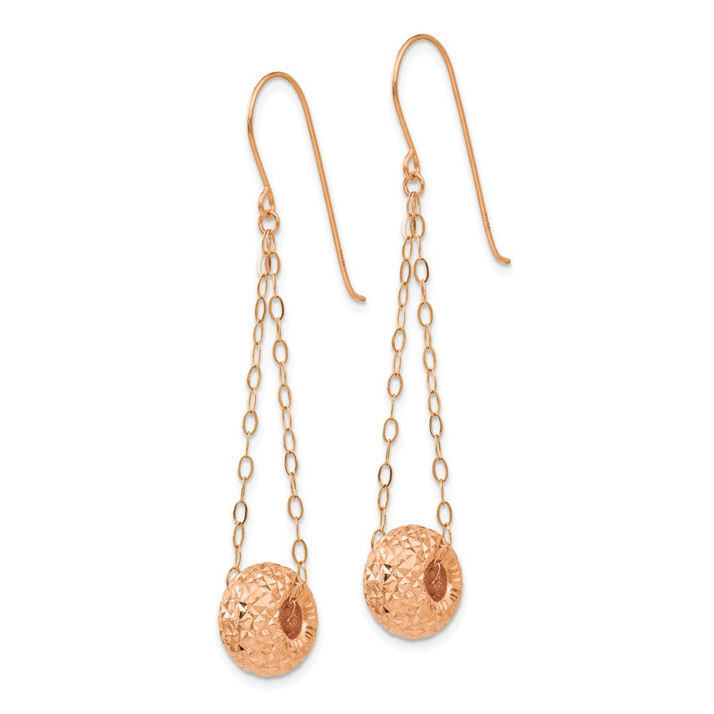 14K Rose Gold Chain with Diamond-cut Puff Donut Bead Earrings