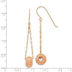 14K Rose Gold Chain with Diamond-cut Puff Donut Bead Earrings