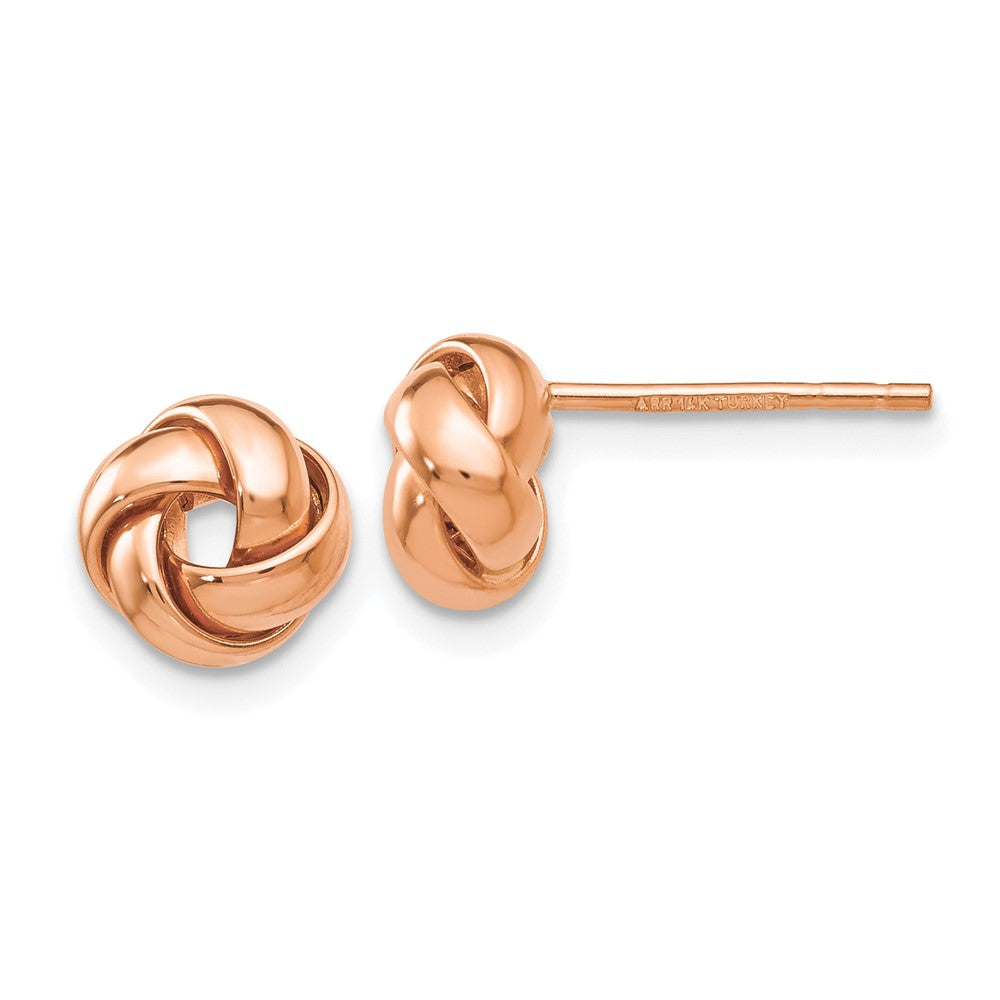 14K Rose Gold Polished Love Knot Post Earrings