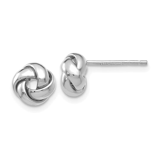 14K White Gold Polished Knot Post Earrings