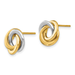 14K Two-Tone Gold Polished Intertwined Circles Post Earrings