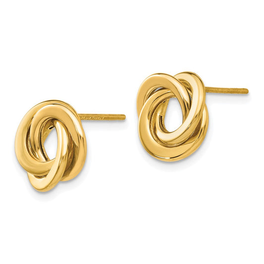 14K Yellow Gold Polished Intertwined Circles Post Earrings