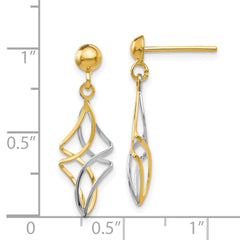 14K Two-Tone Gold Post Dangle Earrings