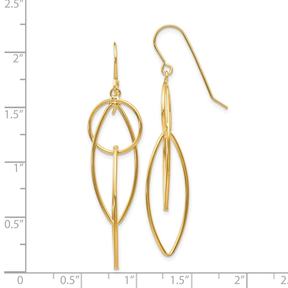 14K Yellow Gold Polished Oblong Dangle Earrings