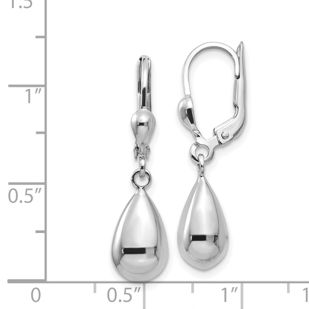 14K White Gold Polished Dangle Leverback Earrings