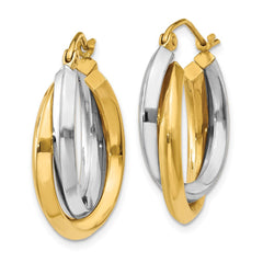 14K Two-Tone Gold Polished Double Hoop Earrings