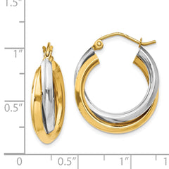 14K Two-Tone Gold Polished Double Hoop Earrings