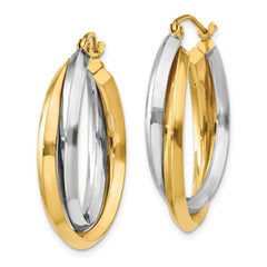 14K Two-Tone Gold Polished Double Hoop Earrings