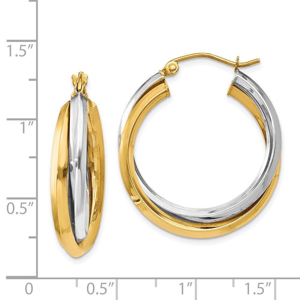 14K Two-Tone Gold Polished Double Hoop Earrings