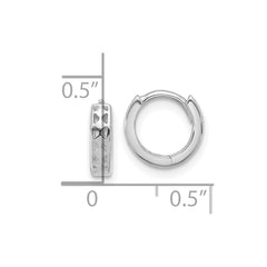 14K White Gold Cut-out Design Hinged Hoop Earrings