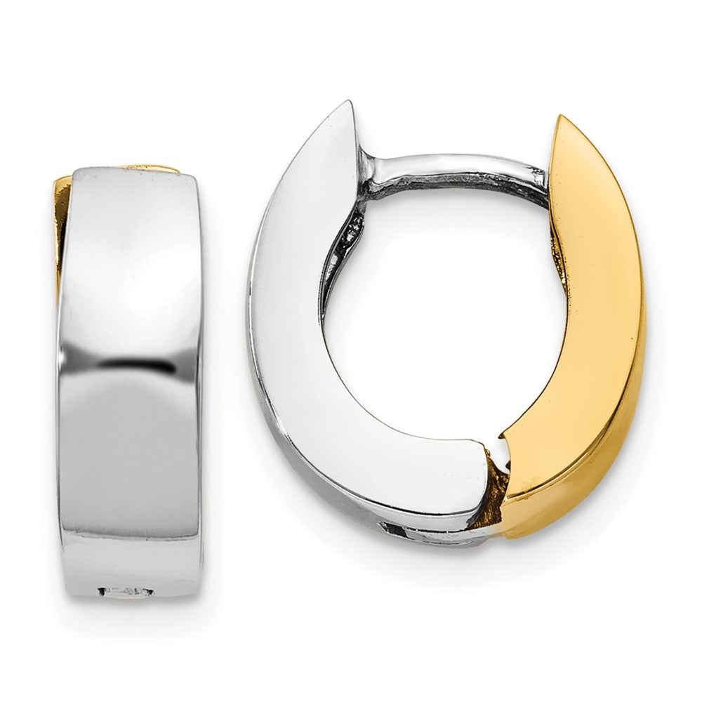 14K Two-Tone Gold Polished Hinged Hoop Earrings