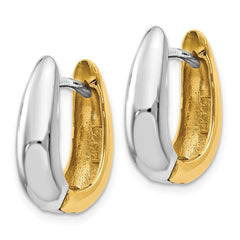 14K Two-Tone Gold U Shaped Hinged Hoop Earrings