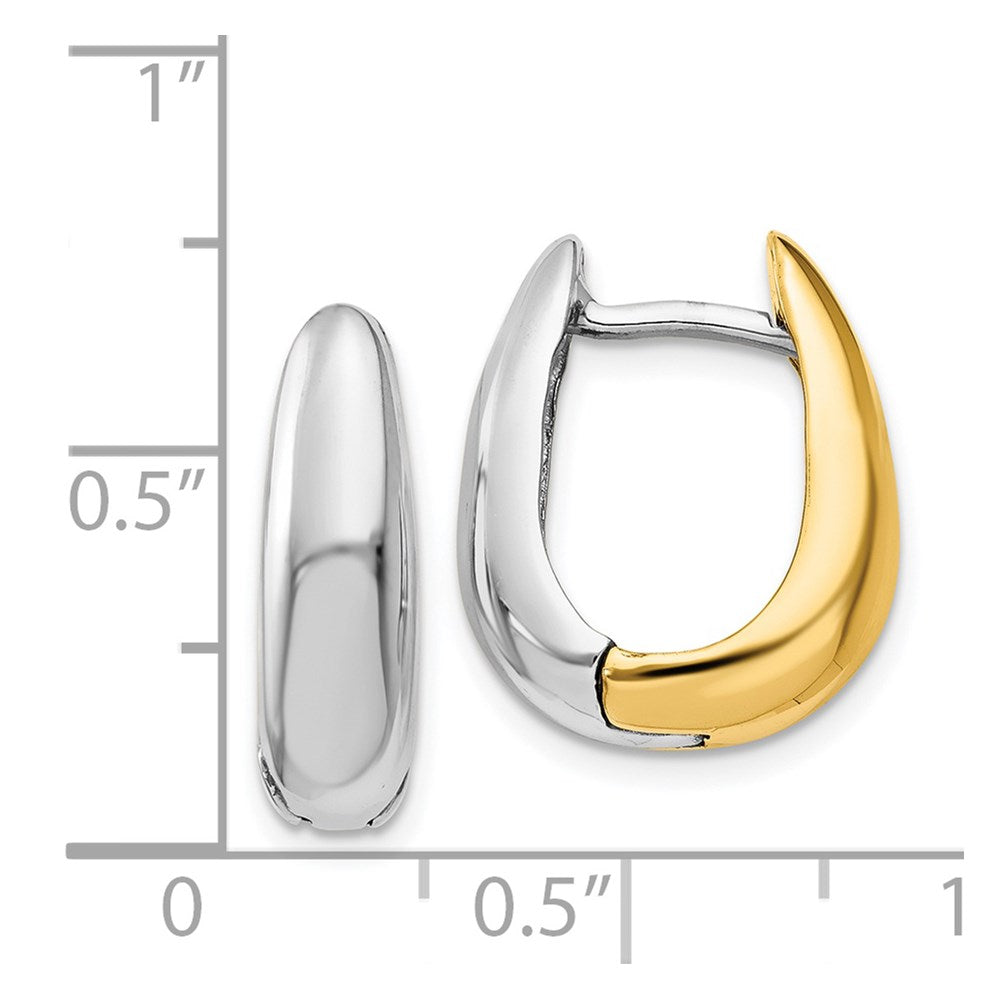 14K Two-Tone Gold U Shaped Hinged Hoop Earrings