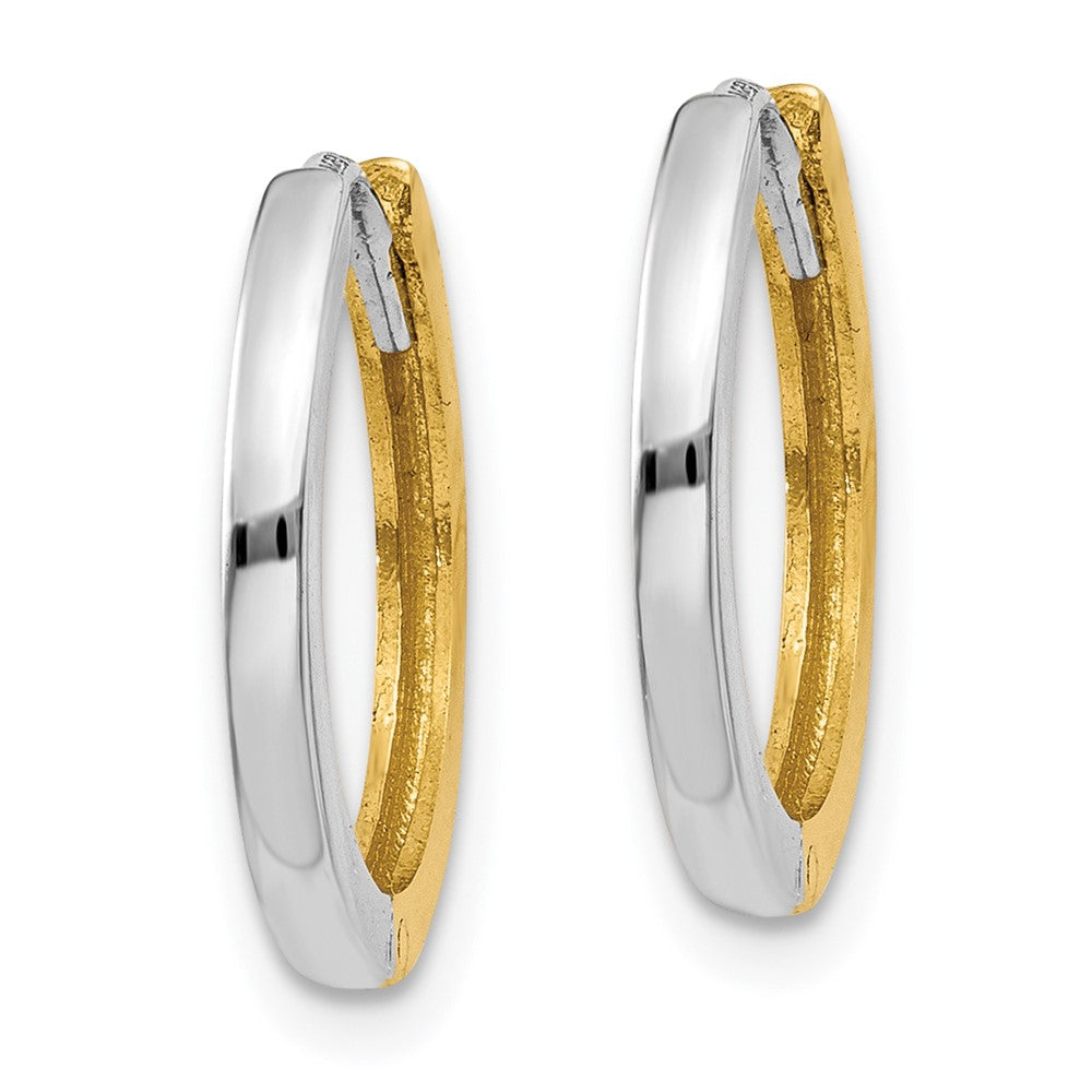 14K Two-Tone Gold Round Hinged Hoop Earrings