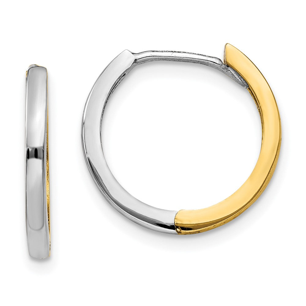 14K Two-Tone Gold Round Hinged Hoop Earrings