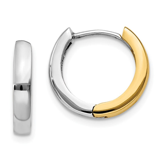 14K Two-Tone Gold Round Hinged Hoop Earrings