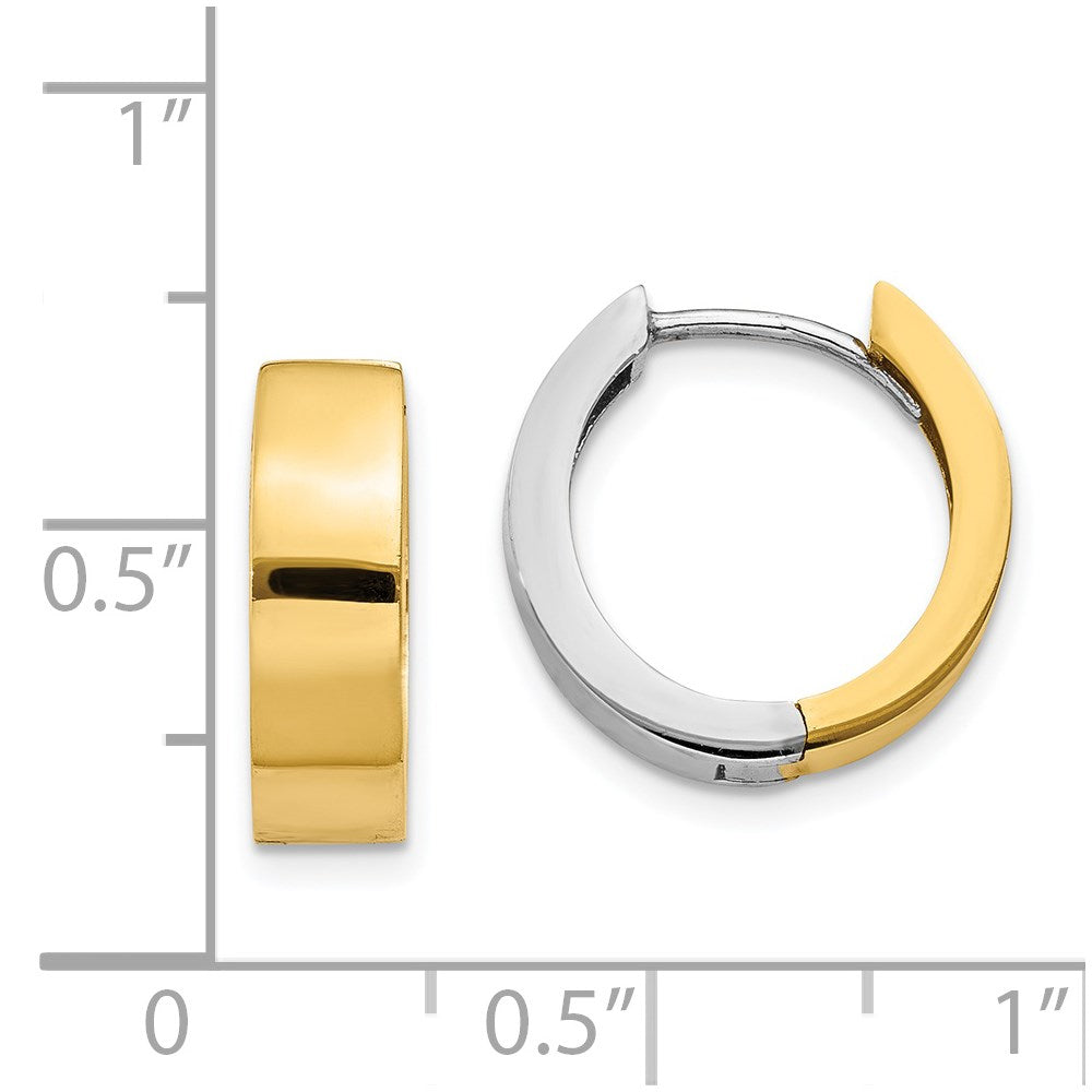 14K Two-Tone Gold Round Hinged Hoop Earrings