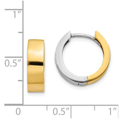 14K Two-Tone Gold Round Hinged Hoop Earrings