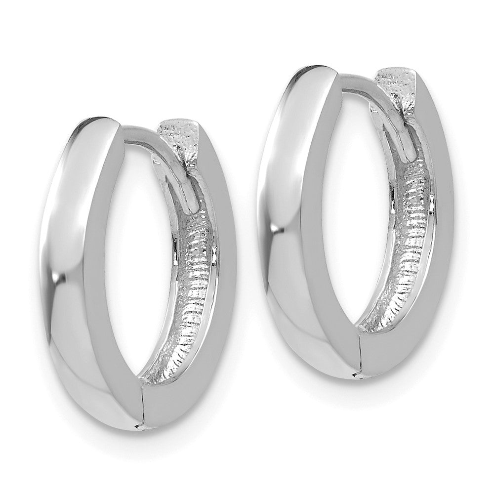 14K White Gold Round Hinged Hoop Earrings