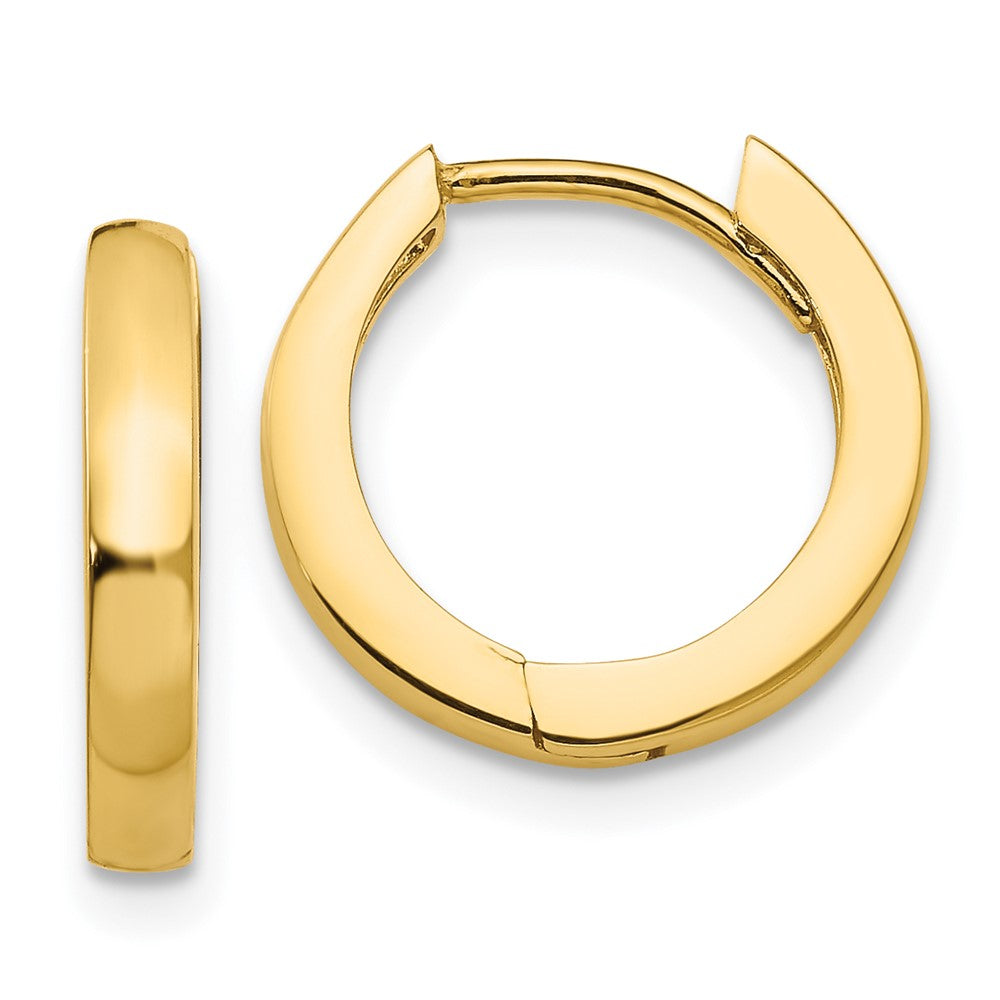 14K Yellow Gold Round Hinged Hoop Earrings