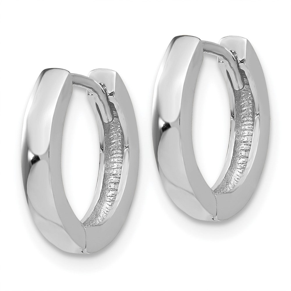 14K White Gold Round Hinged Hoop Earrings