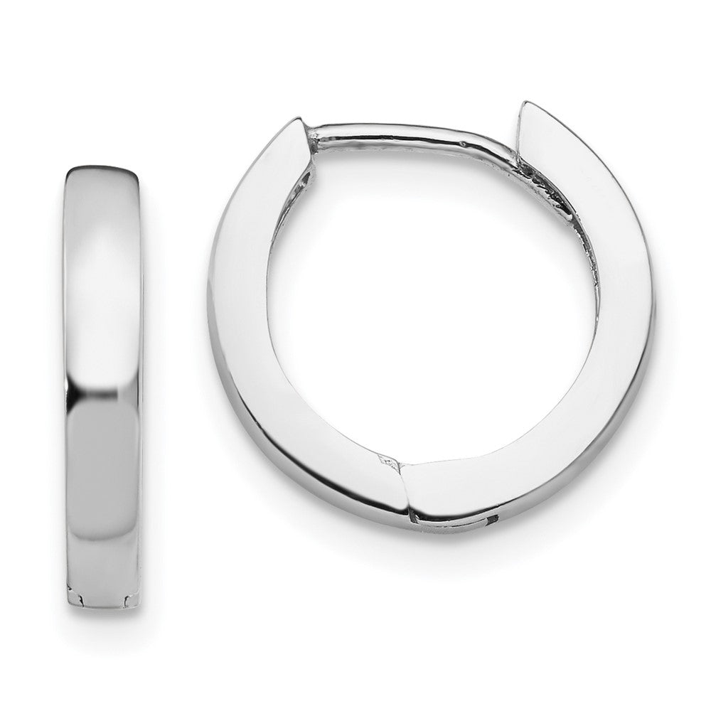 14K White Gold Round Hinged Hoop Earrings