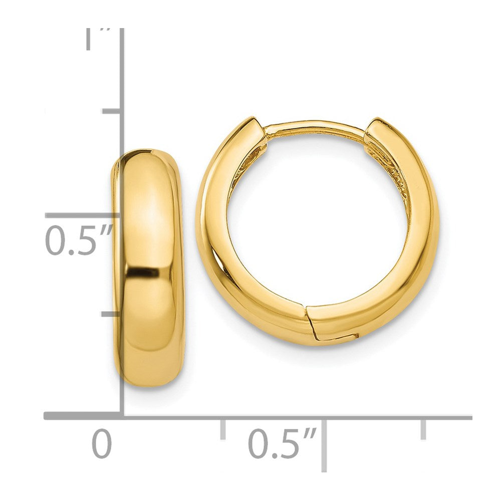 14K Yellow Gold Round Hinged Hoop Earrings