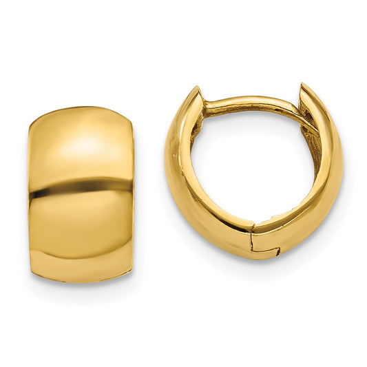 14K Yellow Gold Round Hinged Hoop Earrings