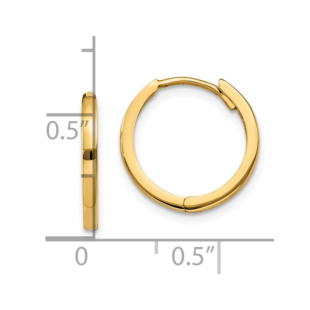 14K Yellow Gold Round Hinged Hoop Earrings