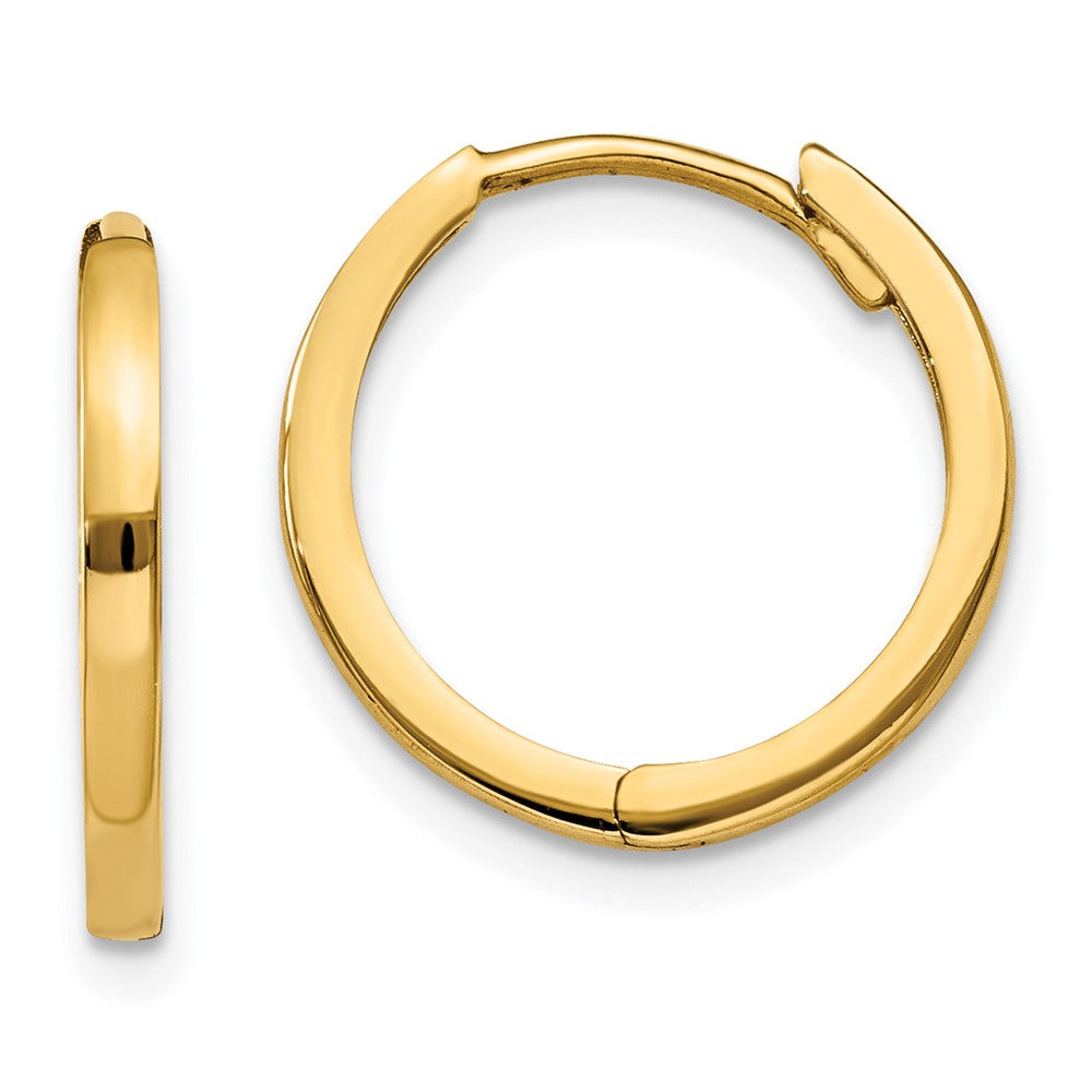 14K Yellow Gold Round Hinged Hoop Earrings