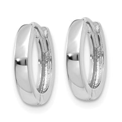 14K White Gold Round Hinged Hoop Earrings