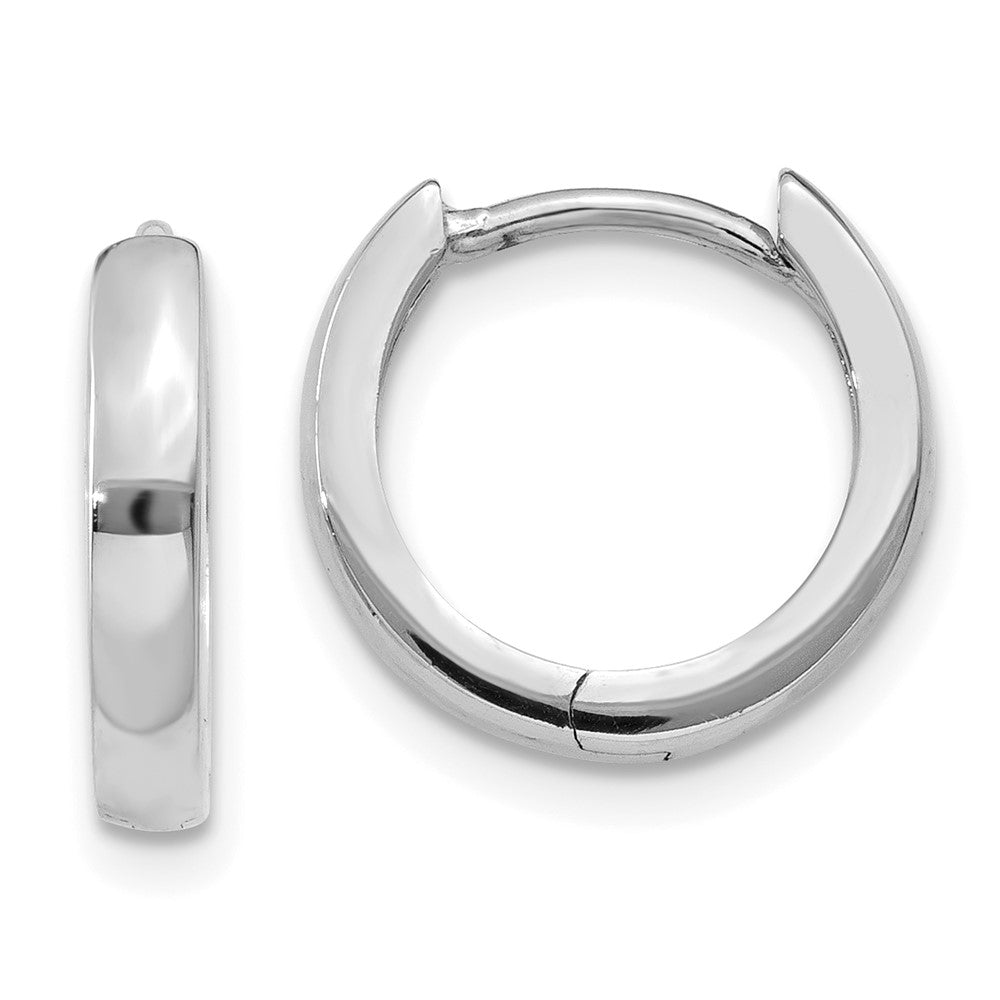 14K White Gold Round Hinged Hoop Earrings